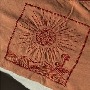 orange sun crop tee